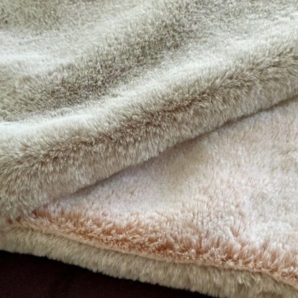 Restoration Hardware two-tone faux-fur zippered lumbar pillow cases (x2)